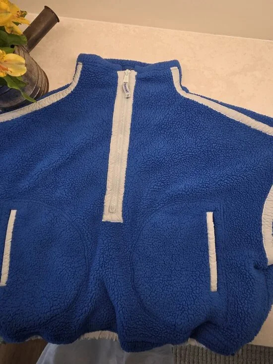 Free People Movement Mountain High 1/2 Zip Fleece Women XS Blue Crop Mock Neck - Picture 13 of 15